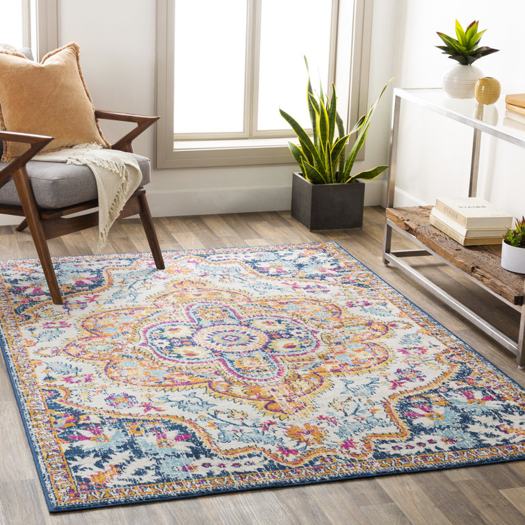 Langley Street Fleeman Oriental Saffron/Navy Area Rug & Reviews Wayfair